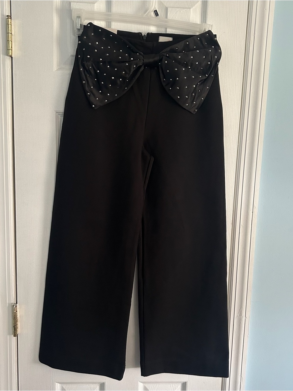 Maeve By Anthropologie The Colette Crop Bow Waist Sparkle Pants Sz 27 NWT - Picture 2 of 10
